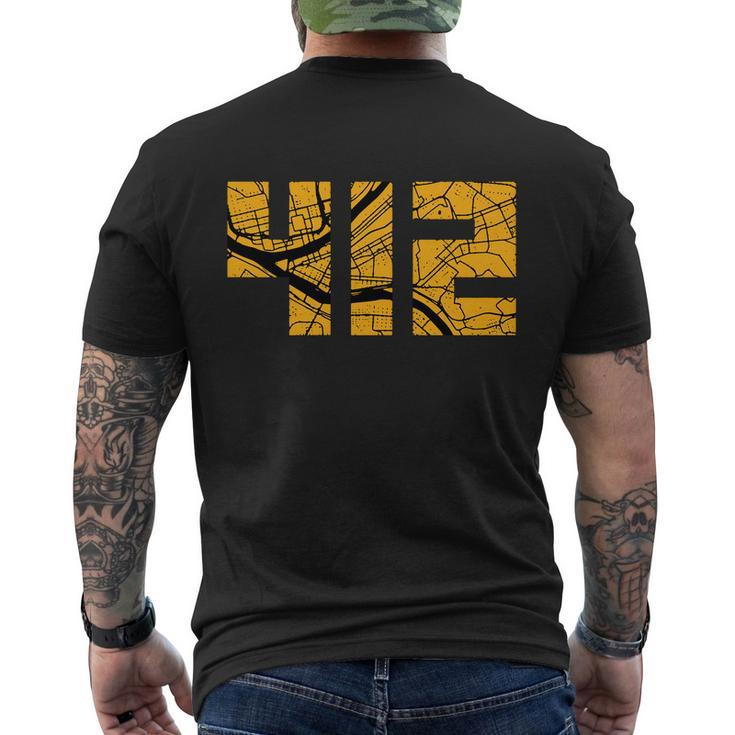 Pittsburgh 412 Map V2 Men's Crewneck Short Sleeve Back Print T-shirt