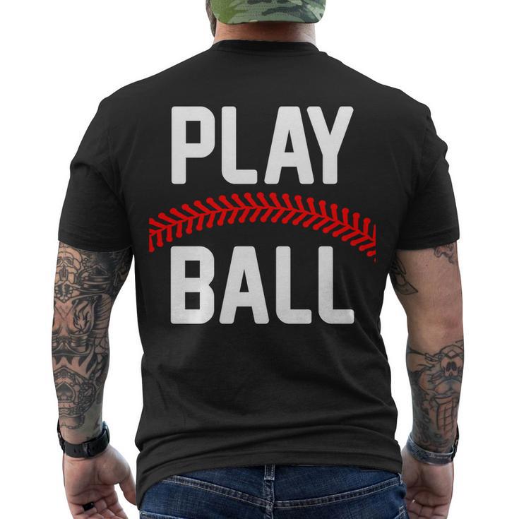 Play Ball Baseball And Softball Players Men's Crewneck Short Sleeve Back Print T-shirt