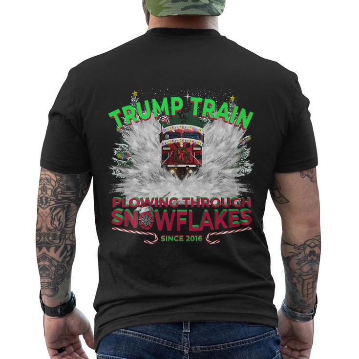 Plow Snowflakes This Christmas And Don A Maga Trump Train 2024 Gift Men's Crewneck Short Sleeve Back Print T-shirt