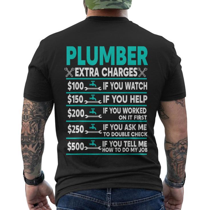 Plumber Extra Charges Hourly Rate Men's Crewneck Short Sleeve Back Print T-shirt