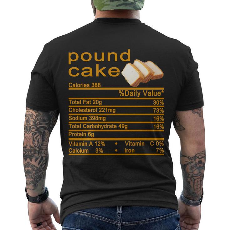 Pound Cake Nutrition Facts Label Men's Crewneck Short Sleeve Back Print T-shirt