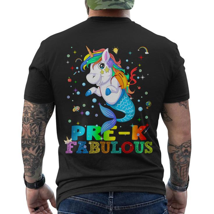 Pre K Fabulous Mermaid Unicorn Men's Crewneck Short Sleeve Back Print T-shirt