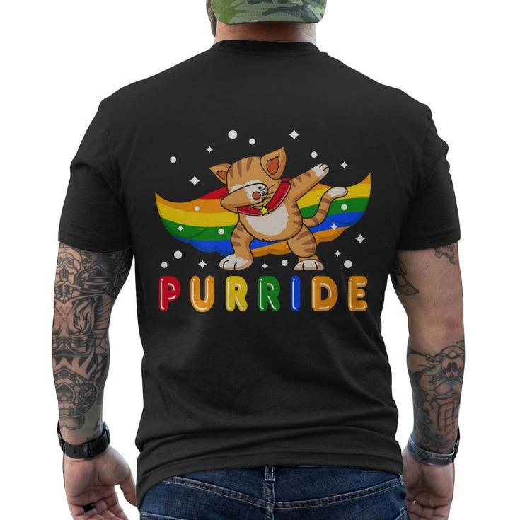 Pride Month Dabbing Purride Cat Gay Pride Lgbt Men's Crewneck Short Sleeve Back Print T-shirt
