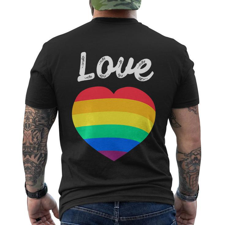 Pride Month Funny Rainbow Heart Gay And Lgbt Men's Crewneck Short Sleeve Back Print T-shirt