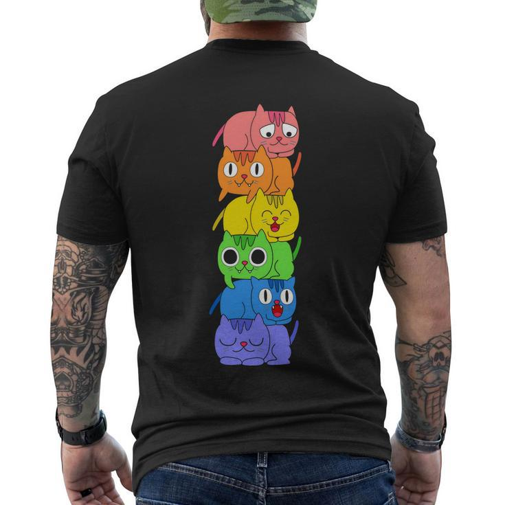 Pride Month Gay Pride Cat Lgbt Kawaii Men's Crewneck Short Sleeve Back Print T-shirt
