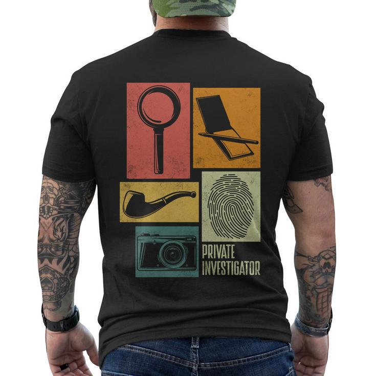 Private Detective Crime Investigator Silhouettes Gift Men's Crewneck Short Sleeve Back Print T-shirt