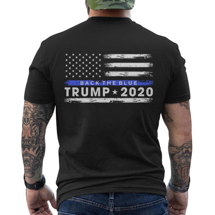 Pro Trump 2020 Back The Blue Thin Blue Line American Flag Gift Men's Crewneck Short Sleeve Back Print T-shirt