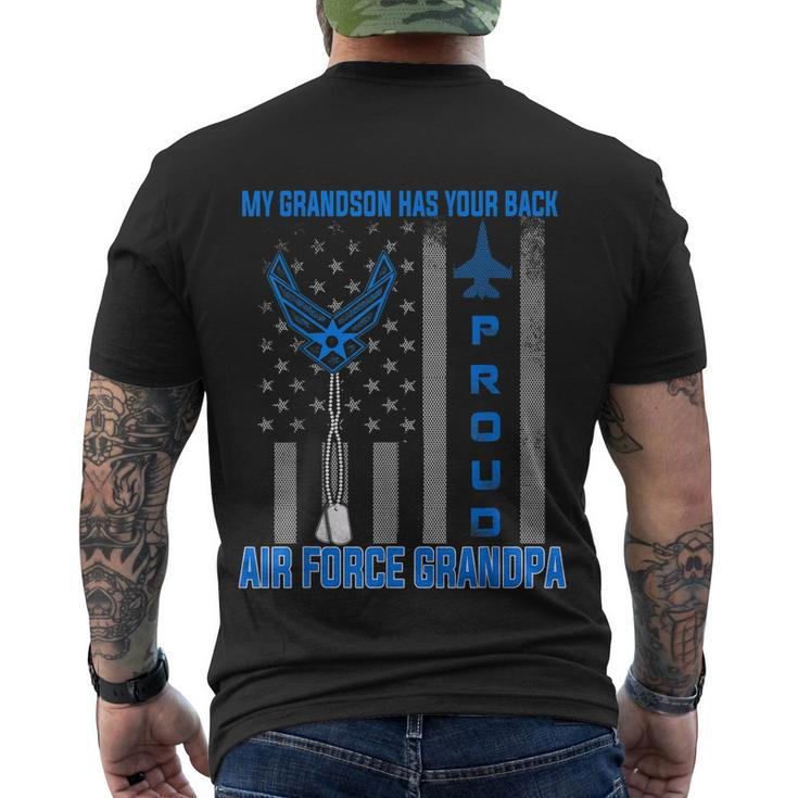 Proud Air Force Grandpa My Grandson Has Your Back Men's Crewneck Short Sleeve Back Print T-shirt