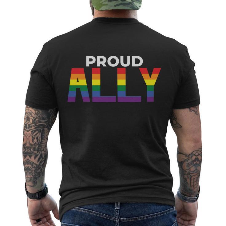 Proud Ally Lgbt Gay Pride Lesbian Bisexual Ally Quote V2 Men's Crewneck Short Sleeve Back Print T-shirt