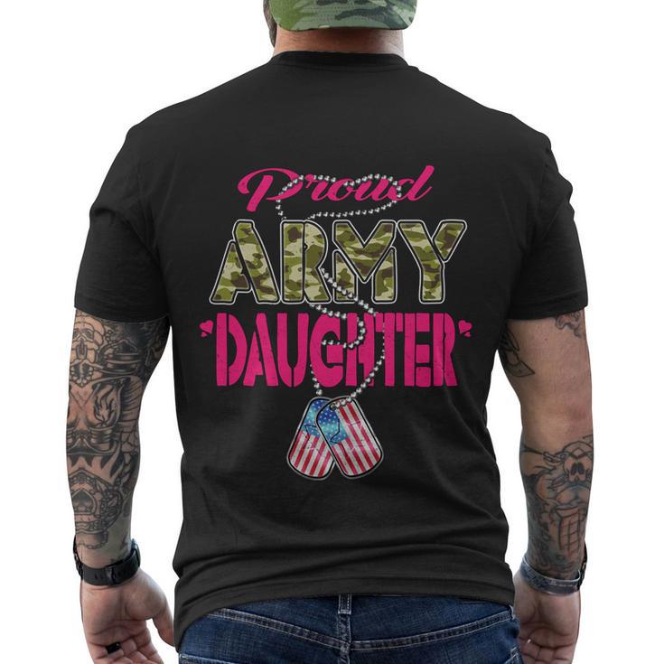 Proud Army Daughter Us Flag Gift Camo Dog Tags Military Child Gift Men's Crewneck Short Sleeve Back Print T-shirt