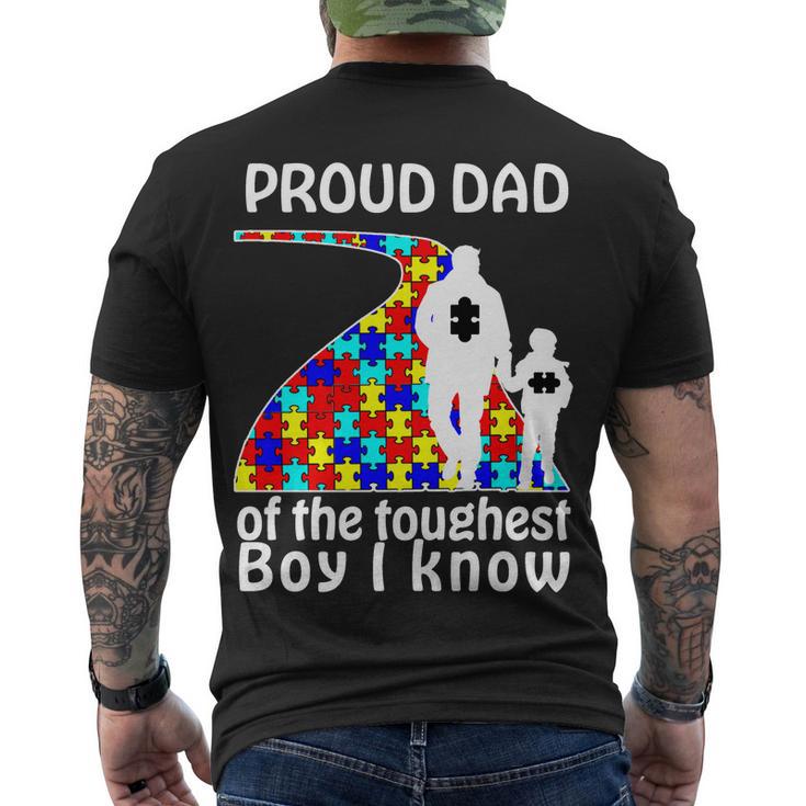 Proud Autism Dad Of The Toughest Boy I Know Tshirt Men's Crewneck Short Sleeve Back Print T-shirt