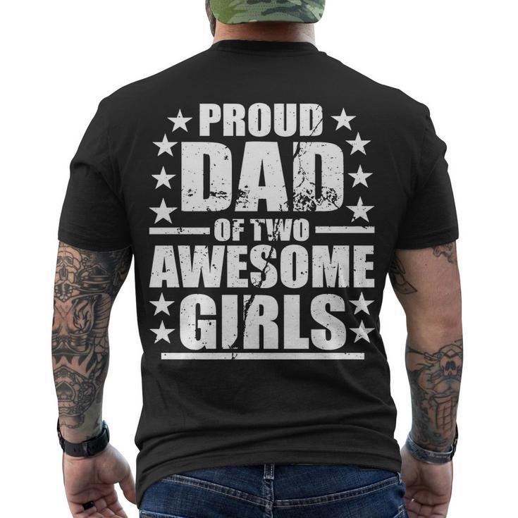 Proud Dad Of Two Awesome Girls Tshirt Men's Crewneck Short Sleeve Back Print T-shirt