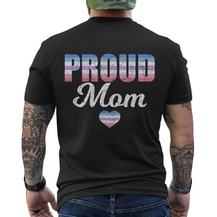 Proud Mom Bi Gender Flag Heart Mothers Day Lgbt Bigender Gift Men's Crewneck Short Sleeve Back Print T-shirt