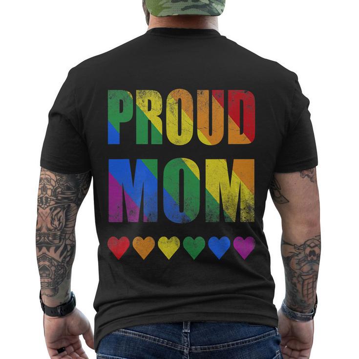 Proud Mom Gay Lesbian Lgbtq Pride Rainbow Mothers Day Gift Men's Crewneck Short Sleeve Back Print T-shirt