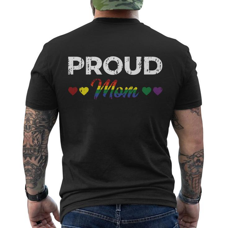 Proud Mom Gay Lesbian Lgbtq Pride Rainbow Mothers Day Gift V3 Men's Crewneck Short Sleeve Back Print T-shirt