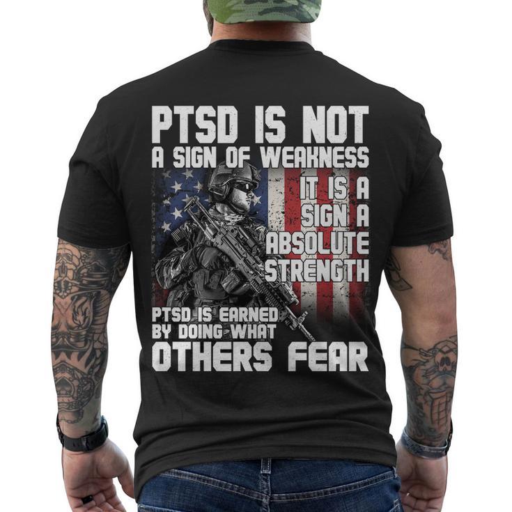 Ptsd Is Not A Sign Of Weakness Support Military Troops Men's Crewneck Short Sleeve Back Print T-shirt