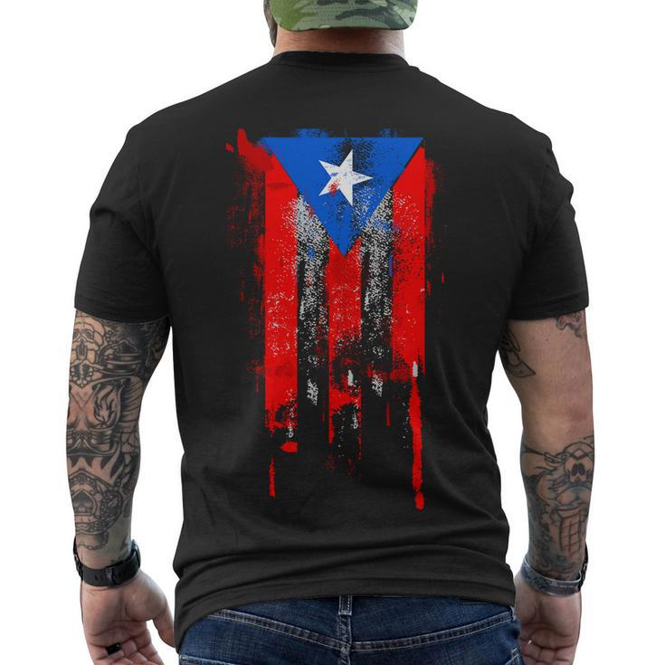 Puerto Rico Flag Drip Men's Crewneck Short Sleeve Back Print T-shirt
