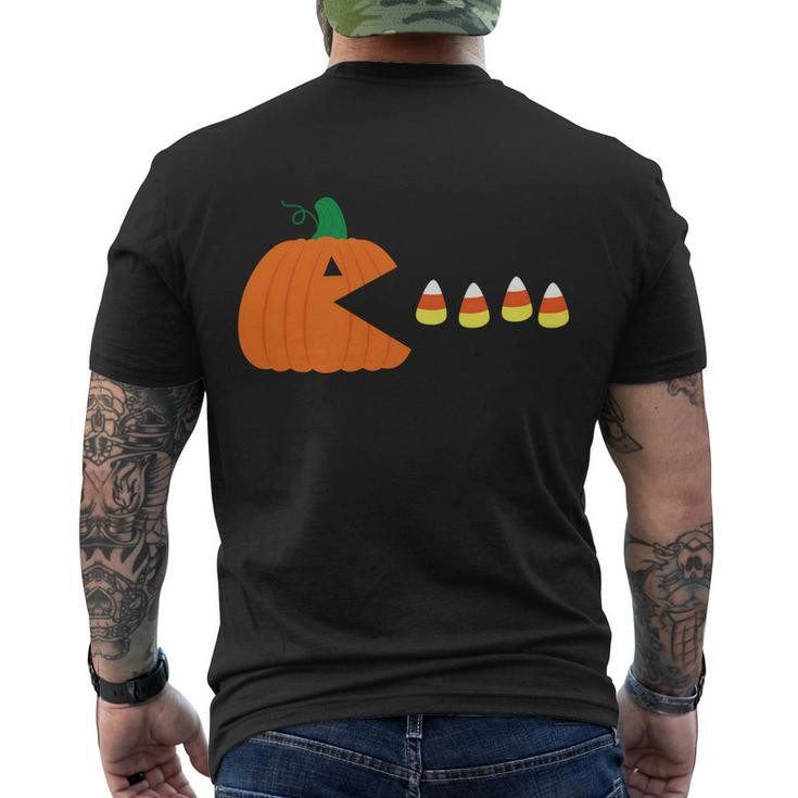 Pumpkin Candy Halloween Quote Men's Crewneck Short Sleeve Back Print T-shirt