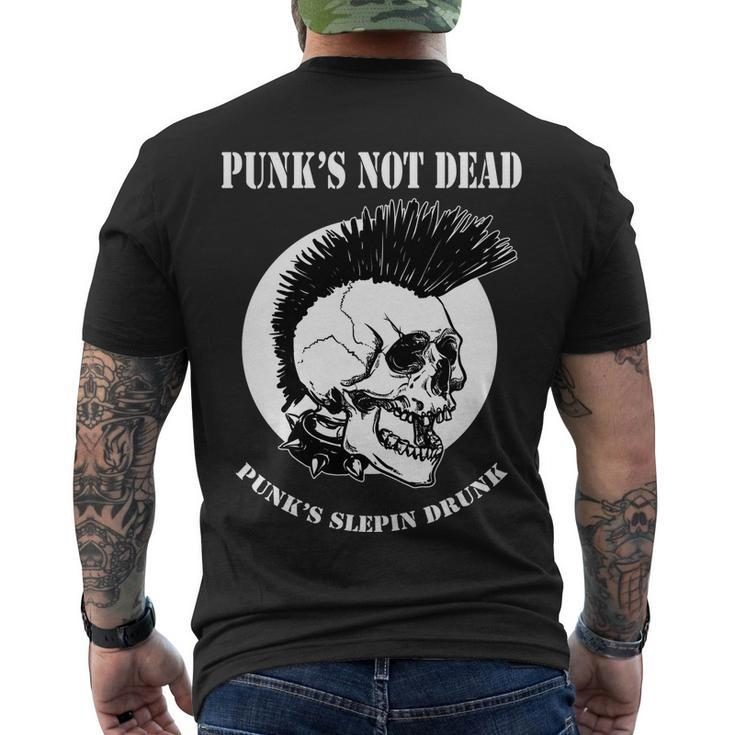 Punk Skull With Mohawk Men's Crewneck Short Sleeve Back Print T-shirt