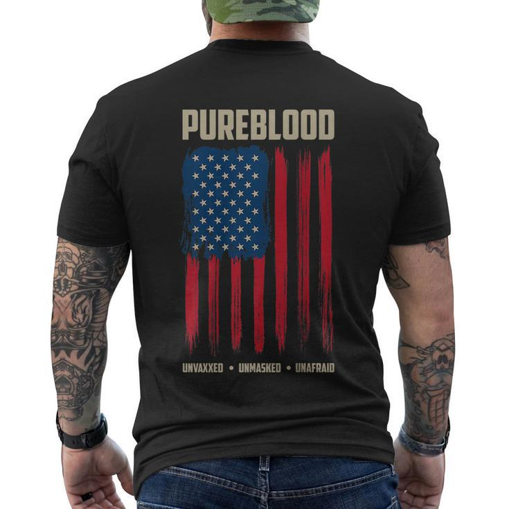 Pureblood American Flag Pure Blooded Patriot Men's Crewneck Short Sleeve Back Print T-shirt