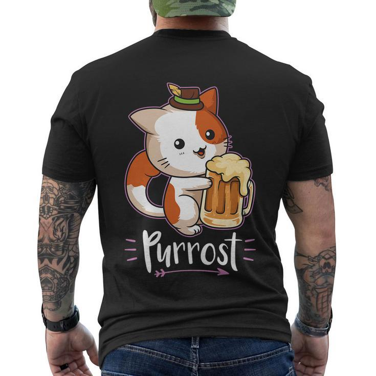 Purrost Prost Oktoberfest Cat German Beer Festival Gift Men's Crewneck Short Sleeve Back Print T-shirt