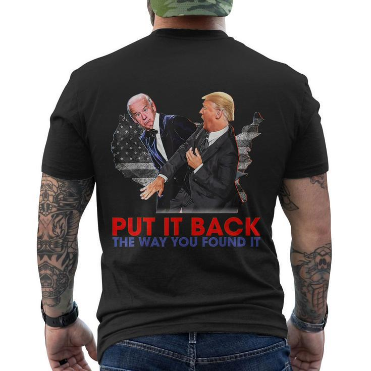Put It Back The Way You Found It Funny Trump Slap Anti Biden Men's Crewneck Short Sleeve Back Print T-shirt