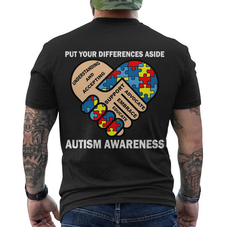 Put Your Differences Aside Autism Awareness Men's Crewneck Short Sleeve Back Print T-shirt