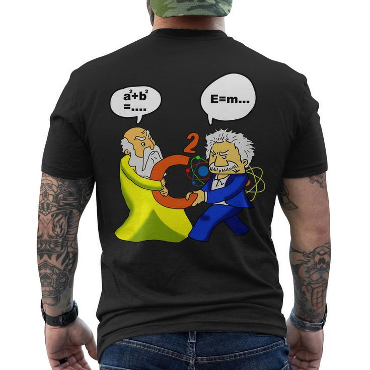Pythagoras Vs Einstein Funny Math Science Tshirt Men's Crewneck Short Sleeve Back Print T-shirt