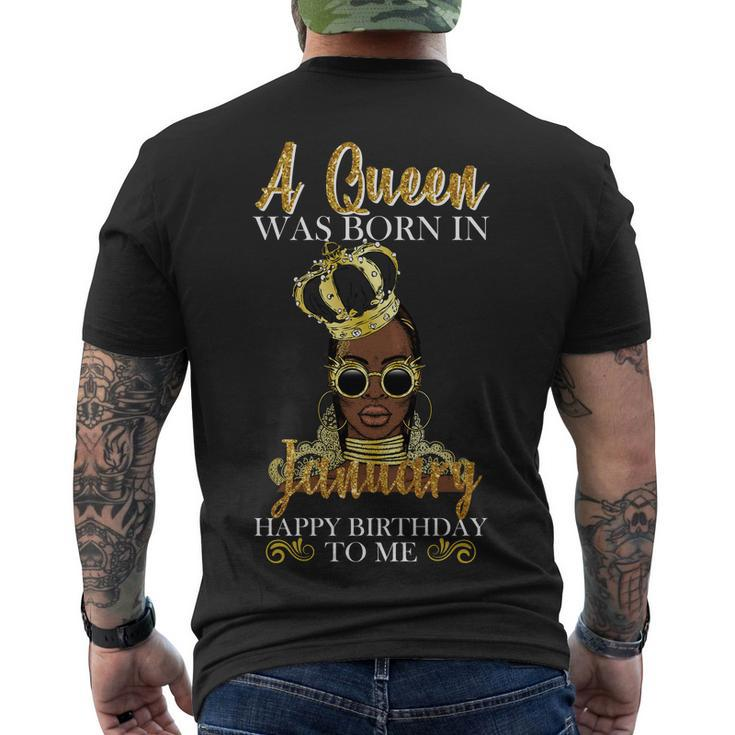 A Queen Was Born In January Happy Birthday Men's T-shirt Back Print