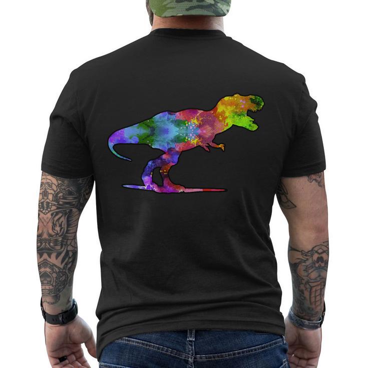 Rainbow Colorful Trex Dinosaur Tshirt Men's Crewneck Short Sleeve Back Print T-shirt