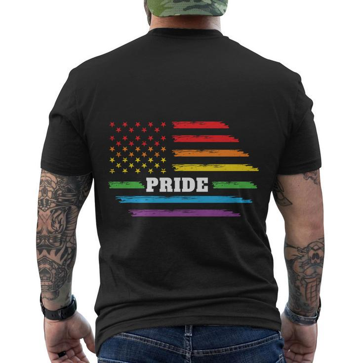 Rainbow Distressed American Flag Pride Month Lbgt Men's Crewneck Short Sleeve Back Print T-shirt