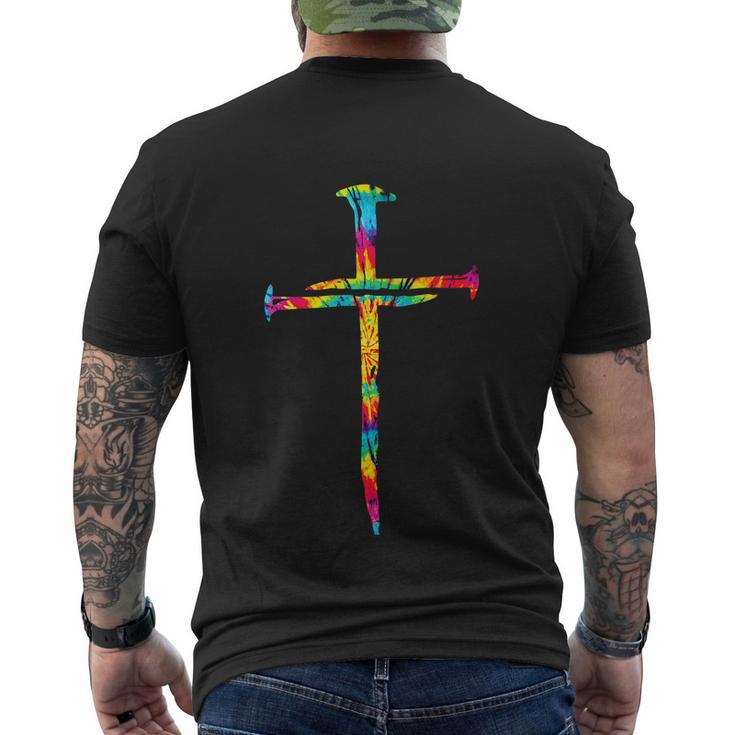 Rainbow Funny Christian Jesus Nail Cross Tie Dye Bible Men's Crewneck Short Sleeve Back Print T-shirt