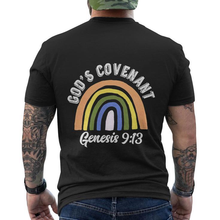 Rainbow Gods Covenant Bible Funny Christian Lover Men's Crewneck Short Sleeve Back Print T-shirt