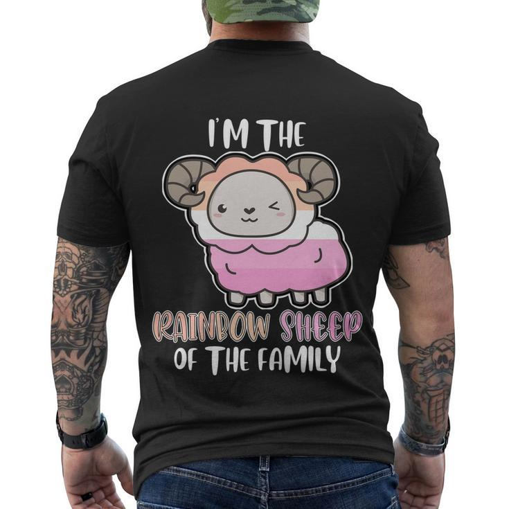 Rainbow Sheep Of The Lesbian Family Bi Lgbt Pride Lesbian Cute Gift Men's Crewneck Short Sleeve Back Print T-shirt