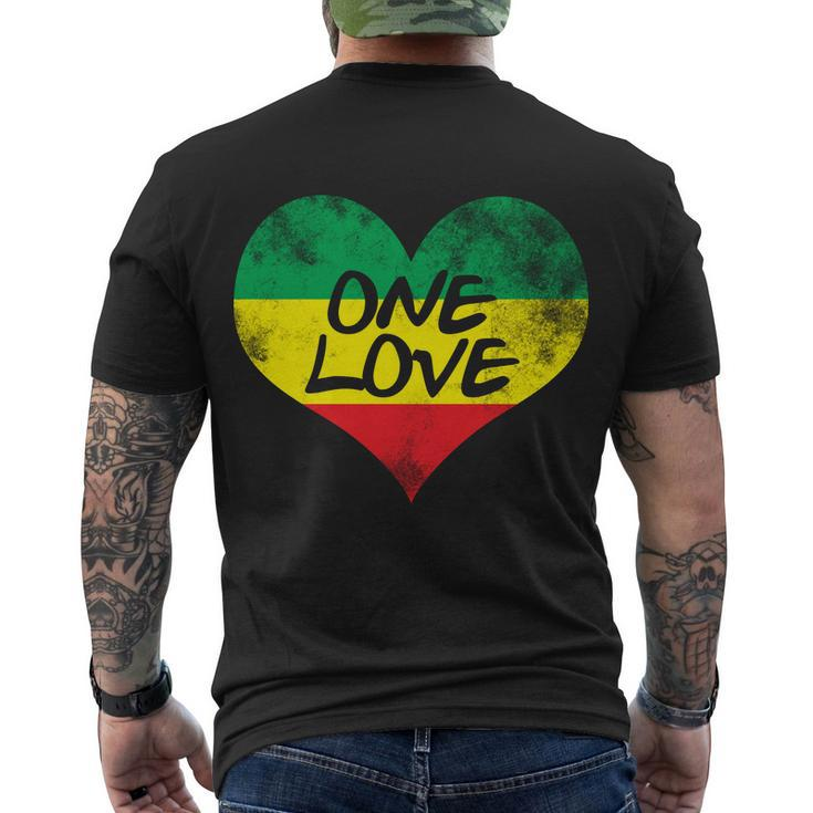 Rastafari One Love Vintage Jamaican Heart Men's Crewneck Short Sleeve Back Print T-shirt