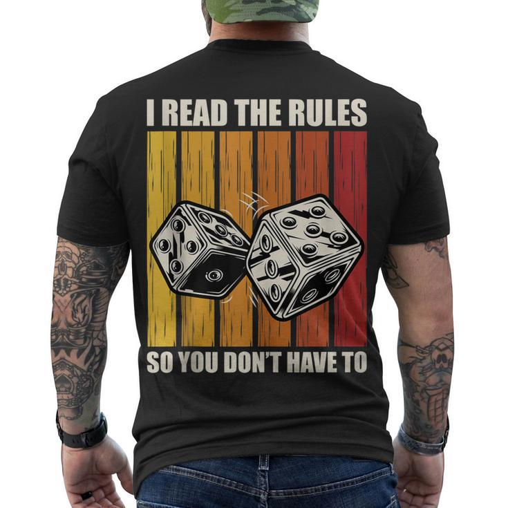 I Read The Rules Board Game Night Board Game Night Men's T-shirt Back Print