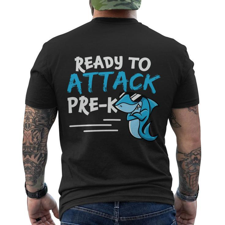 Ready To Attack Prek Shark Back To School Men's Crewneck Short Sleeve Back Print T-shirt