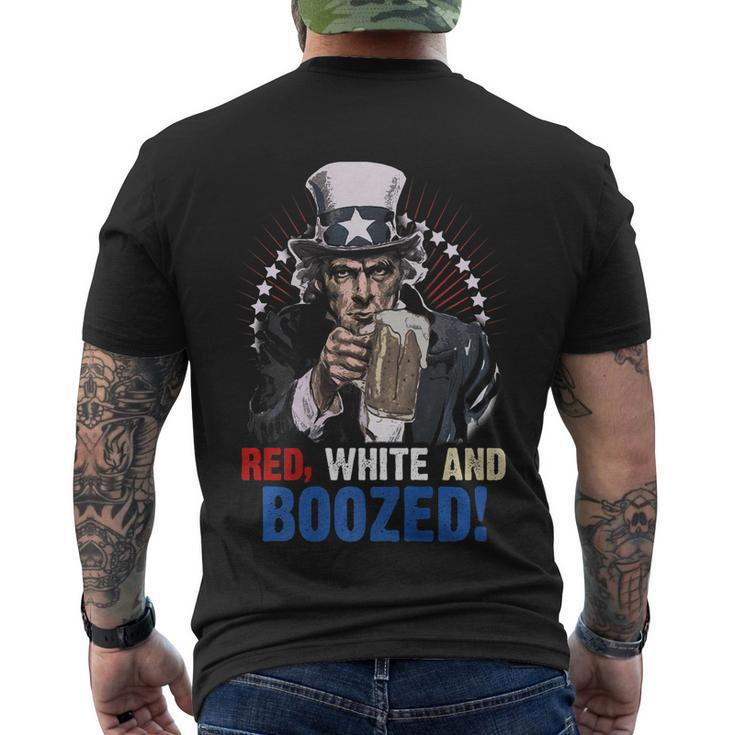 Red White And Boozed 4Th Of July Uncle Sam Men's Crewneck Short Sleeve Back Print T-shirt