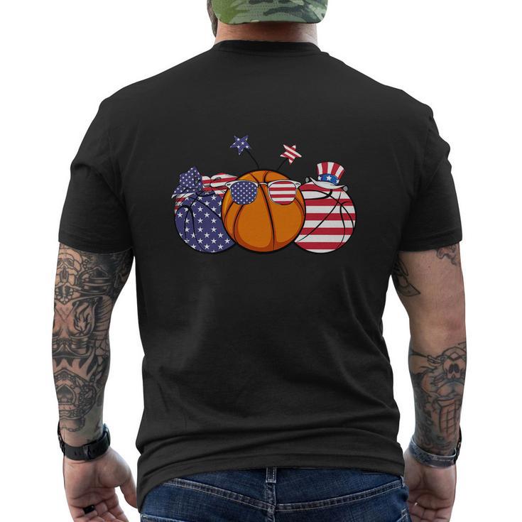 Red White Blue Basketball Lover For 4Th Of July Men's Crewneck Short Sleeve Back Print T-shirt