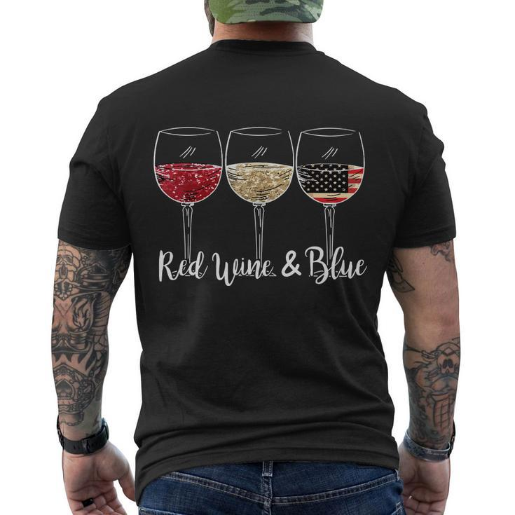 Red Wine And Blue Funny 4Th Of July Drinking Wine Lover Men's Crewneck Short Sleeve Back Print T-shirt