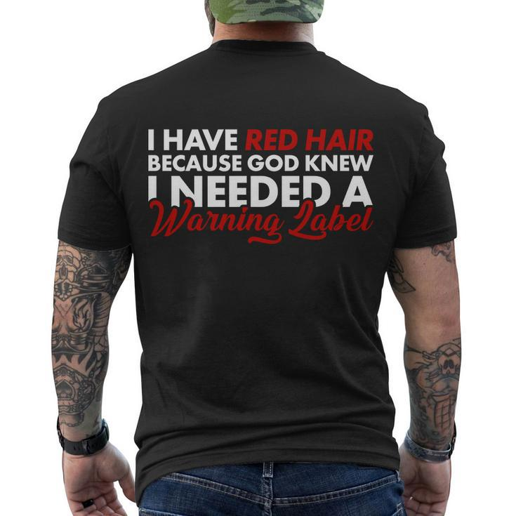 Redhead God Gave Me A Warning Label Tshirt Men's Crewneck Short Sleeve Back Print T-shirt