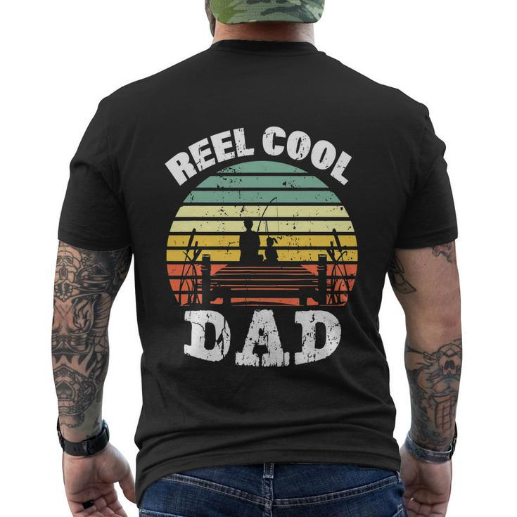 Reel Cool Dad Fisherman Daddy Funny Fathers Day Men's Crewneck Short Sleeve Back Print T-shirt