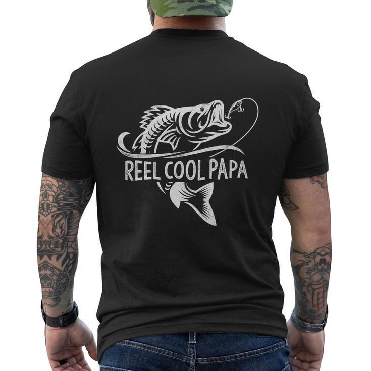 Reel Cool Papa Fishing Dad Funny Fisherman Men's Crewneck Short Sleeve Back Print T-shirt