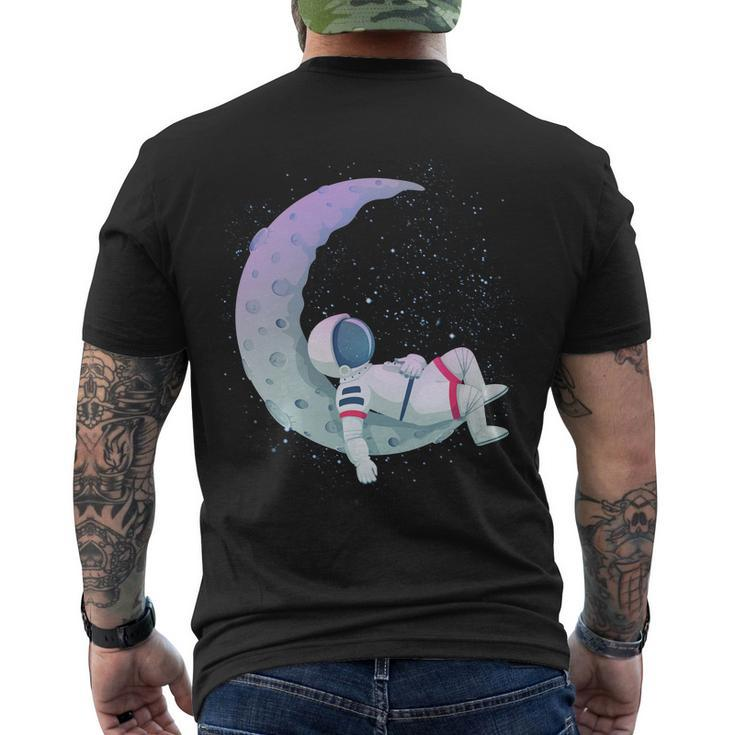 Relaxing Astronaut On The Moon Men's Crewneck Short Sleeve Back Print T-shirt