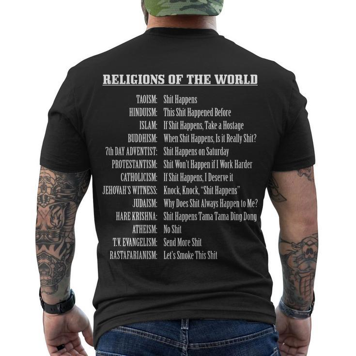 Religions Of The World Tshirt Men's Crewneck Short Sleeve Back Print T-shirt