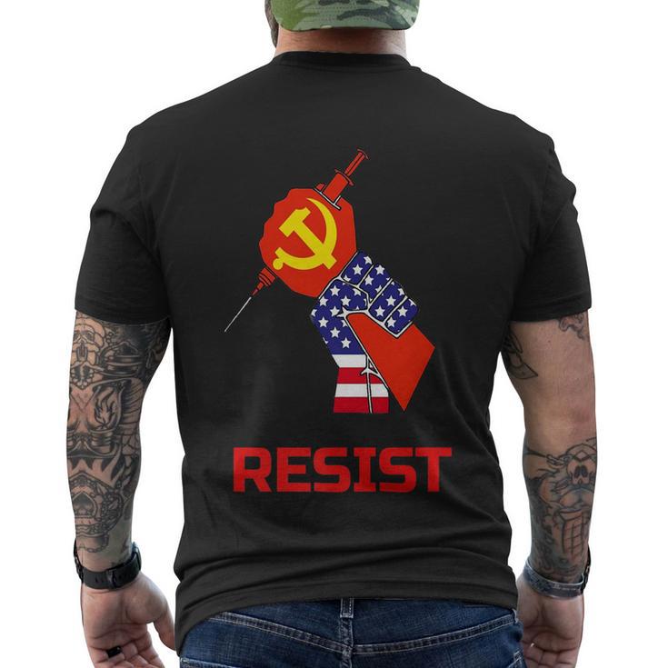 Resist Anti Vaccine Mandates And Communisum  Premium Tshirt Men's Crewneck Short Sleeve Back Print T-shirt