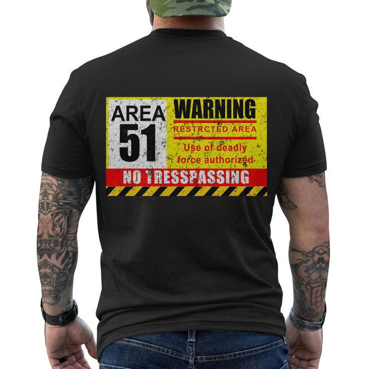 Restricted Area 51 No Trespassing Funny Men's Crewneck Short Sleeve Back Print T-shirt