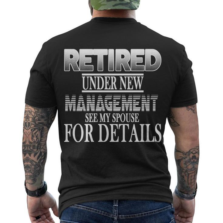 Retired Under New Management Ask Spouse For Details Men's Crewneck Short Sleeve Back Print T-shirt