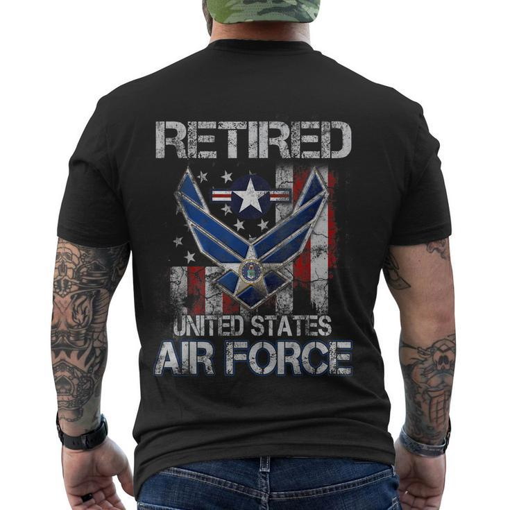 Retired Us Air Force Veteran Usaf Veteran Flag Vintage Tshirt Men's Crewneck Short Sleeve Back Print T-shirt