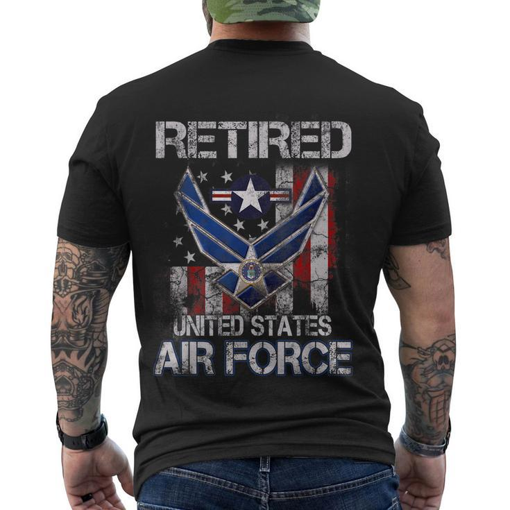 Retired Us Air Force Veteran Usaf Veteran Flag Vintage V2 Men's Crewneck Short Sleeve Back Print T-shirt